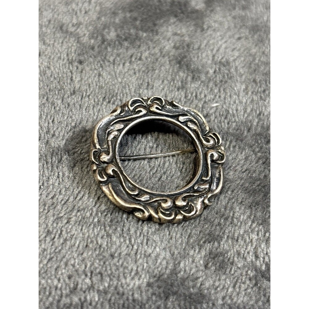 Vintage REO Signed Sterling Silver 925 Picture Frame Circle Pin Brooch
